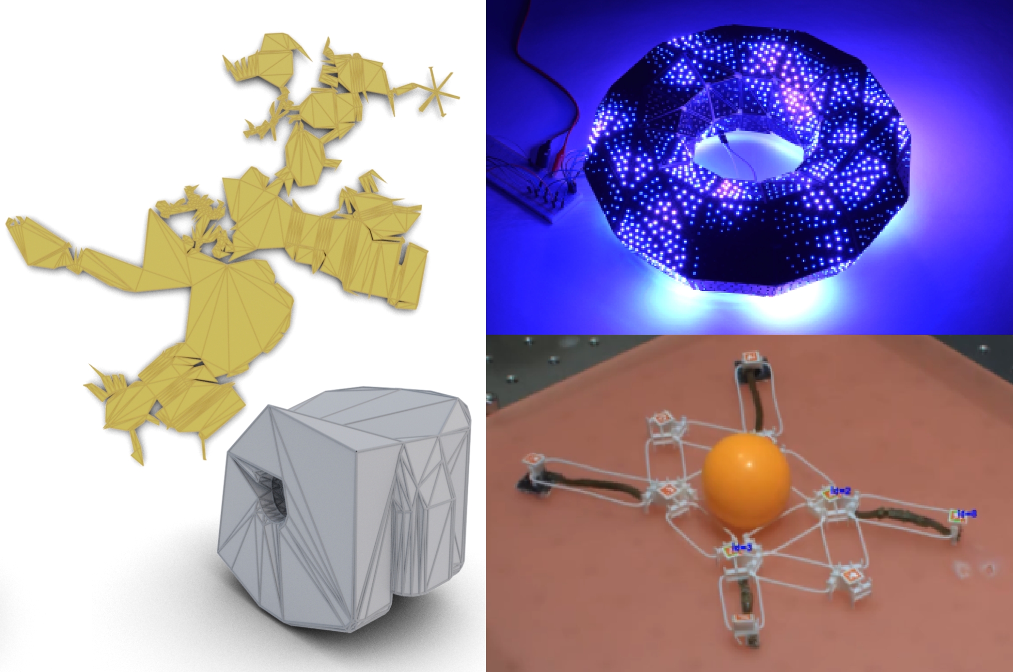 Design and control of deformable structures: From PCB lighting displays to elastomer robots